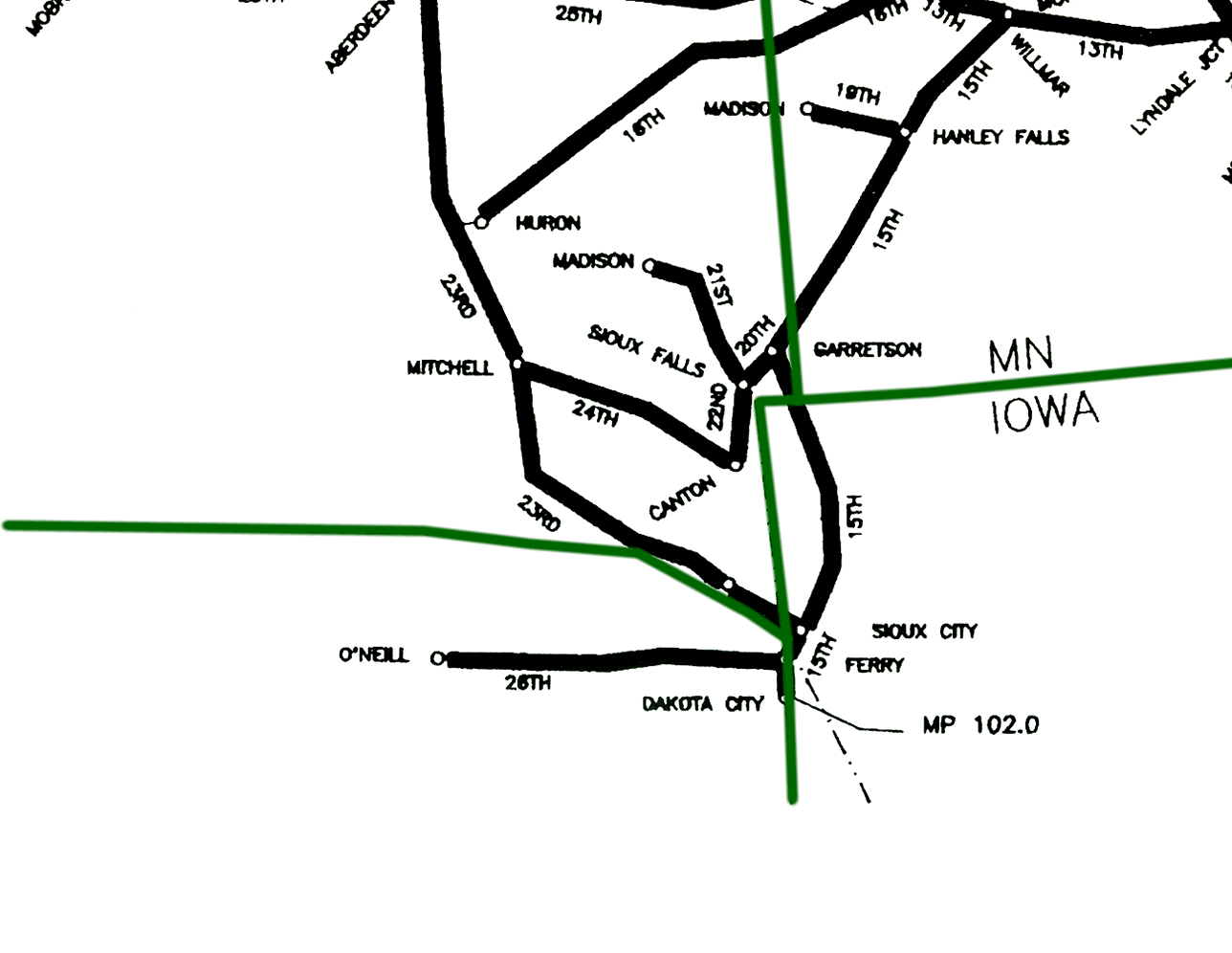 Burlington Northern System Map 1988