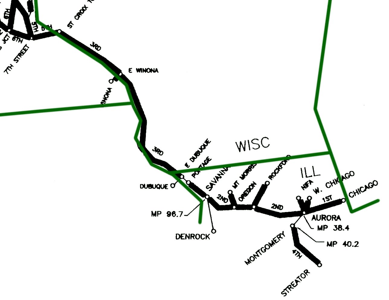 Burlington Northern System Map 1988